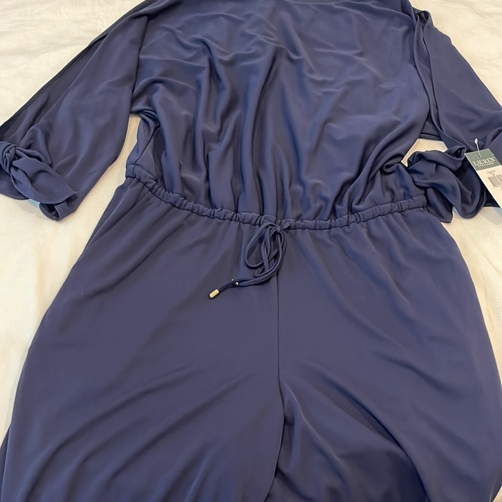 Lauren Ralph Lauren | Navy Split Sleeve Jumpsuit Sz XL - Picture 7 of 16